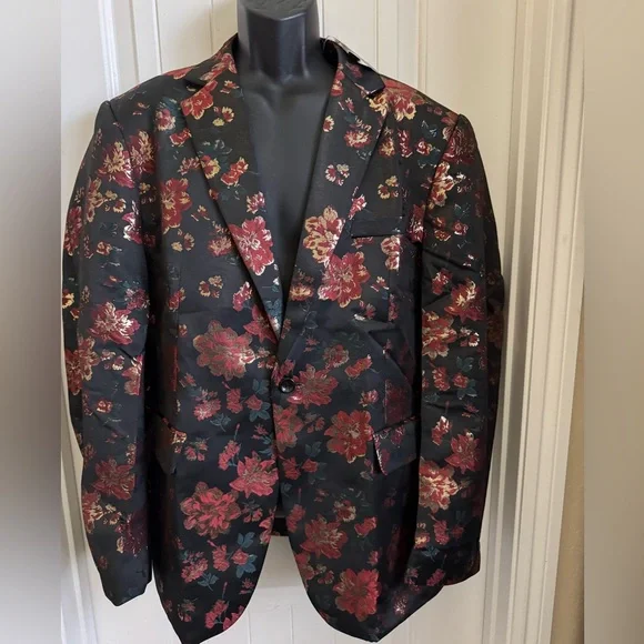 NWT COOFANDY Mens Floral Tuxedo Jackets Slim Fit Suit Blazer Jacket - Picture 2 of 10